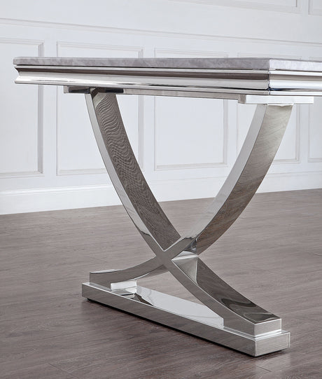 Wadenstil Glam 78" Stainless Steel Dining Table - Sintered Stone Top in Chrome – Silver, view 4