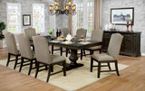Faulk Transitional Extendable Double Pedestal Dining Collection - Table, Nailhead Chairs, Bench & Server in Espresso & Warm Gray – Brown & Gray, view 13