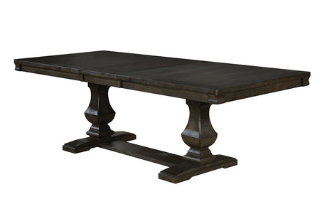 Faulk Transitional Extendable Double Pedestal Dining Collection - Table, Nailhead Chairs, Bench & Server in Espresso & Warm Gray – Brown & Gray, view 5