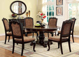 Bellagio Traditional Dining Collection - 5pcs- Round Table + 4 Fabric Side Chairs