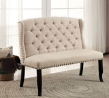 Sania Rustic Dining Collection - 72" or 84" Extendable Table with Wingback & Tufted Chairs in Antique Black – Black & Beige, view 20
