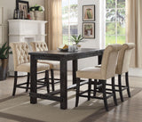 Sania Rustic Counter Height Dining Collection - Linen-Like Upholstered Seating & Distressed Antique Black or Rustic Oak – Black & Beige, view 2