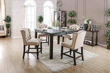 Sania Rustic Counter Height Dining Collection - 7pcs- Square Counter Table + 6 Tufted Counter Chairs