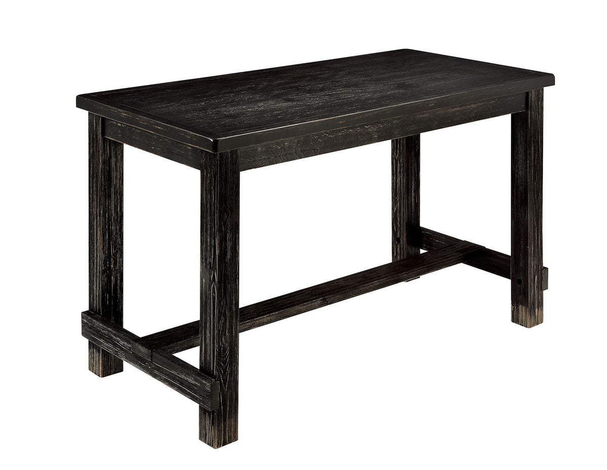 Sania Rustic Counter Height Dining Collection - Linen-Like Upholstered Seating & Distressed Antique Black or Rustic Oak – Black & Beige, view 4