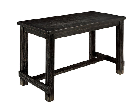 Sania Rustic Counter Height Dining Collection - Linen-Like Upholstered Seating & Distressed Antique Black or Rustic Oak – Black & Beige, view 4