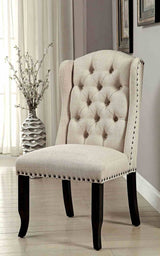 Sania Rustic Dining Collection - 72" or 84" Extendable Table with Wingback & Tufted Chairs in Antique Black – Black & Beige, view 10
