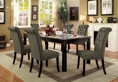 Sania Rustic Dining Collection - 7pcs- 84" Table + 6 Wingback Chairs