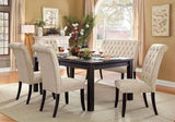 Sania Rustic Dining Collection - 72" or 84" Extendable Table with Wingback & Tufted Chairs in Antique Black – Black & Beige, view 2