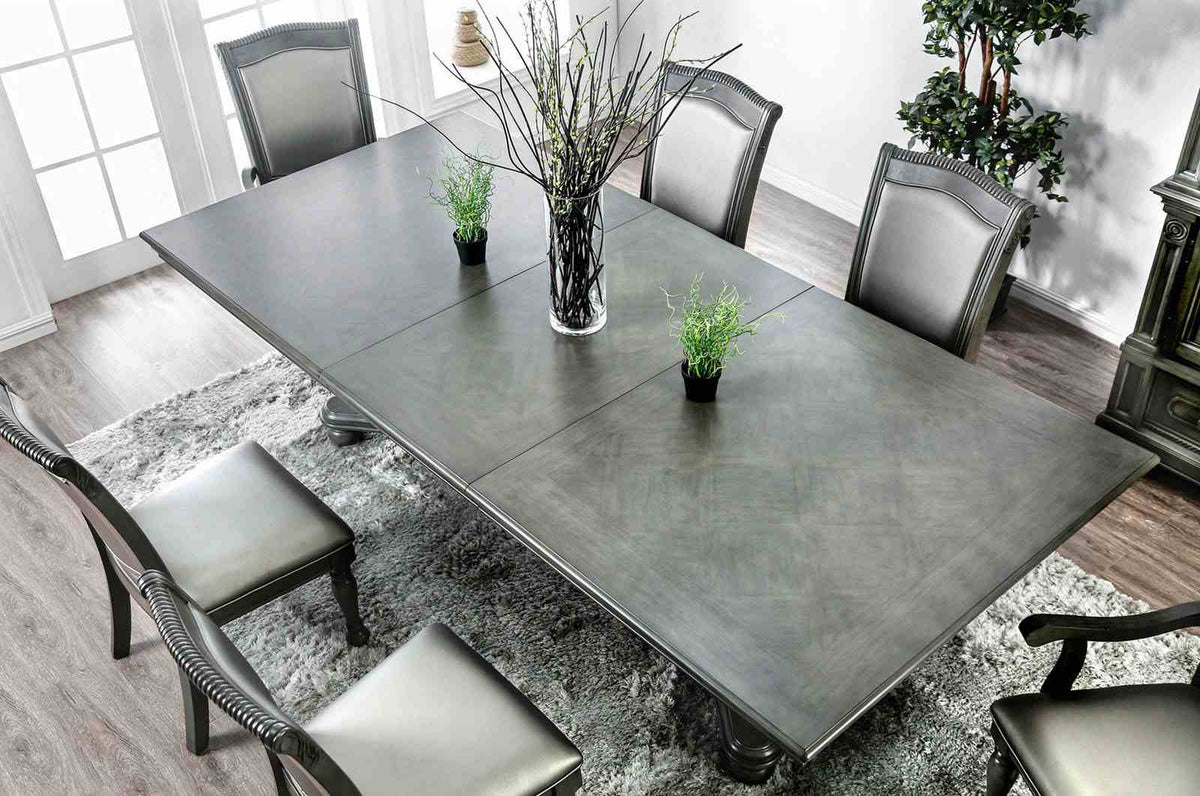 Alpena Transitional Dining Collection - 103" Extendable Double Pedestal Table, Leatherette Chairs & Hutch in Brown Cherry or Gray – Brown & Gray, view 8