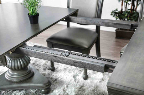 Alpena Transitional Dining Collection - 103" Extendable Double Pedestal Table, Leatherette Chairs & Hutch in Brown Cherry or Gray – Brown & Gray, view 9