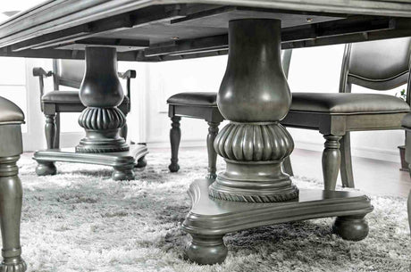 Alpena Transitional Dining Collection - 103" Extendable Double Pedestal Table, Leatherette Chairs & Hutch in Brown Cherry or Gray – Brown & Gray, view 10