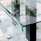 Richfield Contemporary 59" Tempered Glass Dining Table - Dual Post Chrome Base in Black or White – Black & White, view 3