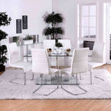 Richfield Contemporary 59" Tempered Glass Dining Table - Dual Post Chrome Base in Black or White – Black & White, view 8