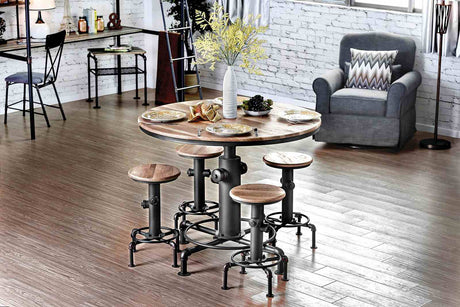 Foskey Industrial Swivel Counter Height Stools (Set of 2) - Fire Hydrant Base in Antique Black & Natural – Black & Natural, view 2