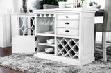 Sutton Transitional Counter Height Table & Dining Set - Wine Rack & Stemware Storage with Tufted Chairs in Antique White – White, view 5