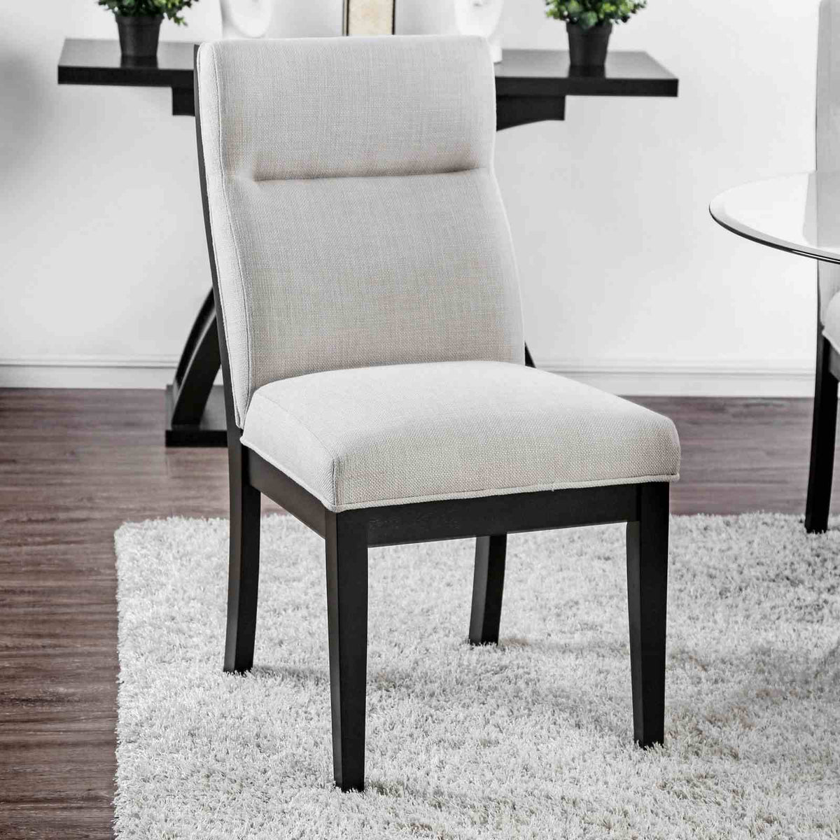 Jasmin Contemporary 52" Round Glass Dining Table & Set - 2 Side Chairs