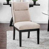 Jasmin Contemporary 52" Round Glass Dining Table & Set - Criss Cross Base & Tufted Chairs – Beige & Black, view 5