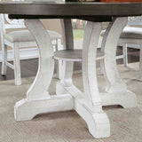 Auletta Rustic Solid Wood Dining Tables - 54" Round or 68"-86" Extendable in Distressed White & Gray – White & Gray, view 2