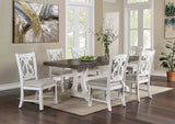 Auletta Rustic Solid Wood Dining Tables - 54" Round or 68"-86" Extendable in Distressed White & Gray – White & Gray, view 6