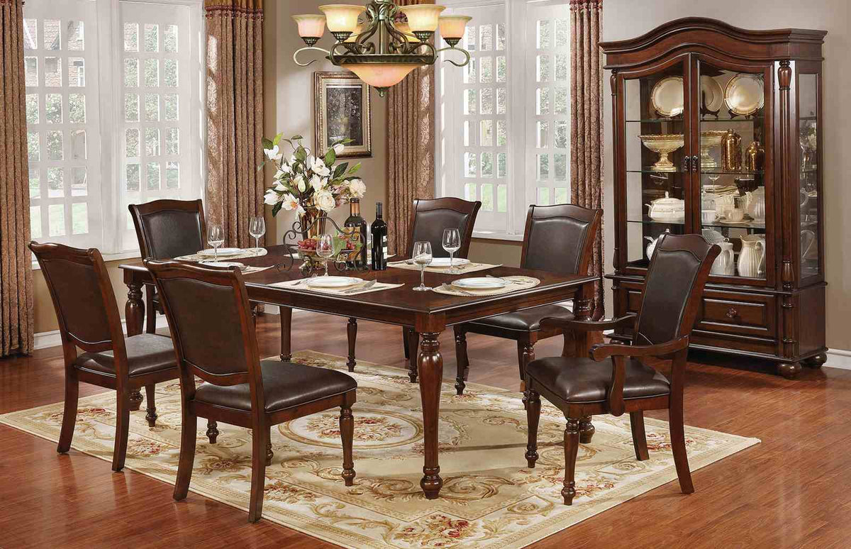Sylvana Traditional Extendable Dining Collection - 84" Table with Turned Legs in Brown Cherry & Espresso – Brown, view 2