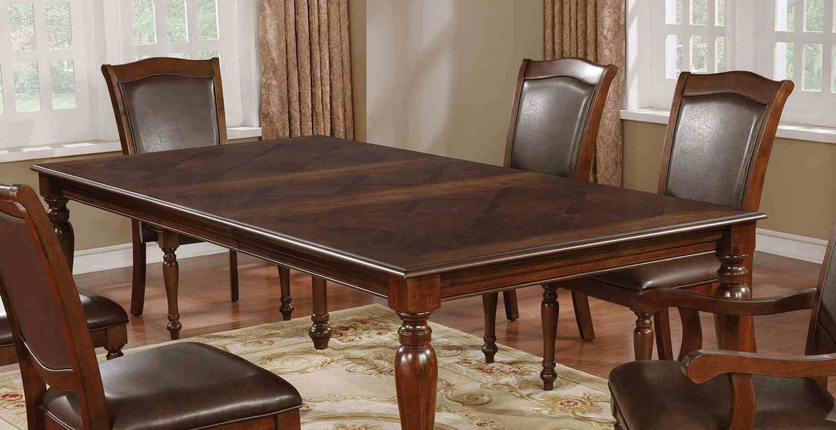 Sylvana Traditional Extendable Dining Collection - 84" Table with Turned Legs in Brown Cherry & Espresso – Brown, view 3