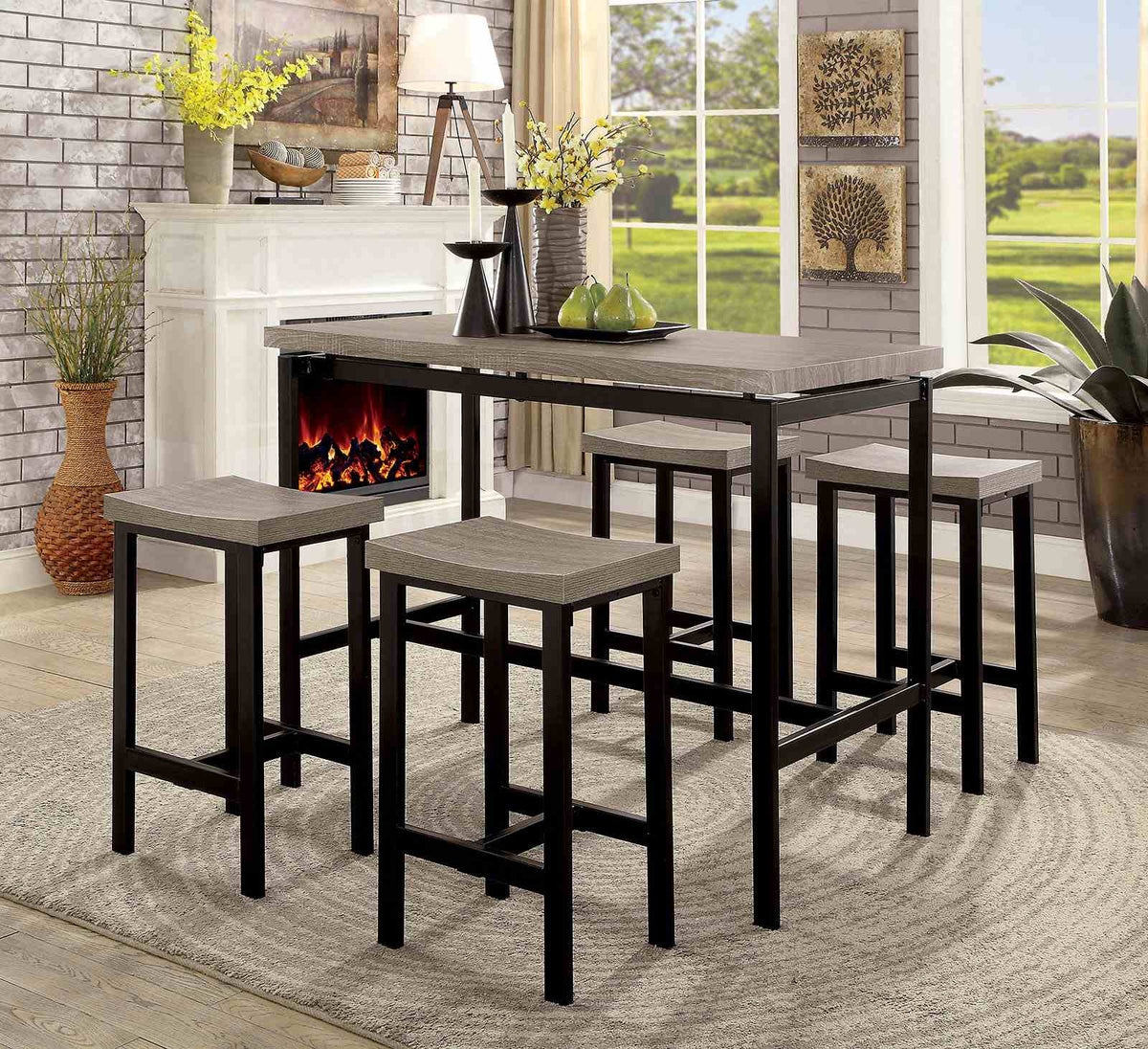 Vilvoorde Industrial 5-Piece Counter Height Dining Set - 