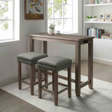 Caerleon Rustic Counter Height Dining Set with USB & Power Outlet - 3pcs- 48" Table + 2 Stools