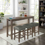 Caerleon Rustic Counter Height Dining Set with USB & Power Outlet - 4pcs- 64" Table + 3 Stools