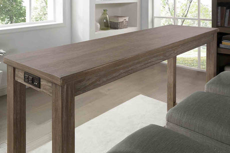 Caerleon Rustic Counter Height Dining Set with USB & Power Outlet - Nailhead Stools in Wire-Brushed Gray or Antique Blue – Gray & Blue, view 8
