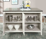Heidelberg Counter Height Storage Dining Table & Set - Plank Top, Nailhead Stools & Bench in Off-White & Dark Gray – White & Gray, view 4
