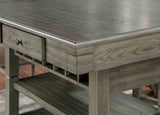 Anaya Counter Height Dining Table, Set & Chairs with Wine Storage - Slat Back Chairs in Wire-Brushed Gray – Gray, view 5