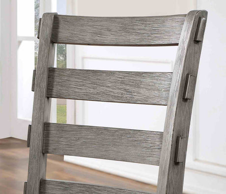 Laquila Rustic 60" Trestle Dining Collection - Ladder Back Chairs & Upholstered Bench in Wire-Brushed Gray – Gray, view 7