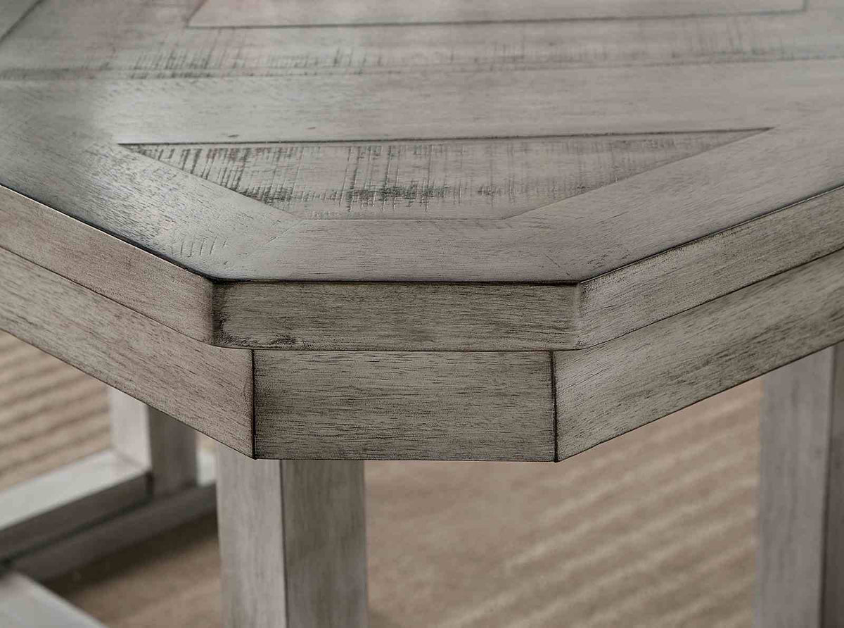 Laquila Rustic 60" Trestle Dining Collection - Ladder Back Chairs & Upholstered Bench in Wire-Brushed Gray – Gray, view 5
