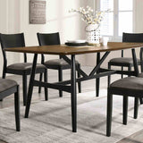 Oberwil Mid-Century Modern Trestle Dining Table & Set - Plank Top & Two-Tone Antique Oak/Black – Brown & Black, view 2