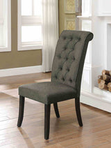 Sania Rustic Dining Collection - 72" or 84" Extendable Table with Wingback & Tufted Chairs in Antique Black – Black & Beige, view 19