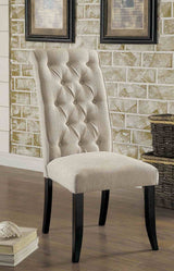 Marshall Rustic Button-Tufted Scroll Back Dining Chairs (Set of 2) - Antique Black / Beige