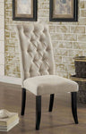 Marshall Rustic Button-Tufted Scroll Back Dining Chairs (Set of 2) - Antique Black / Beige