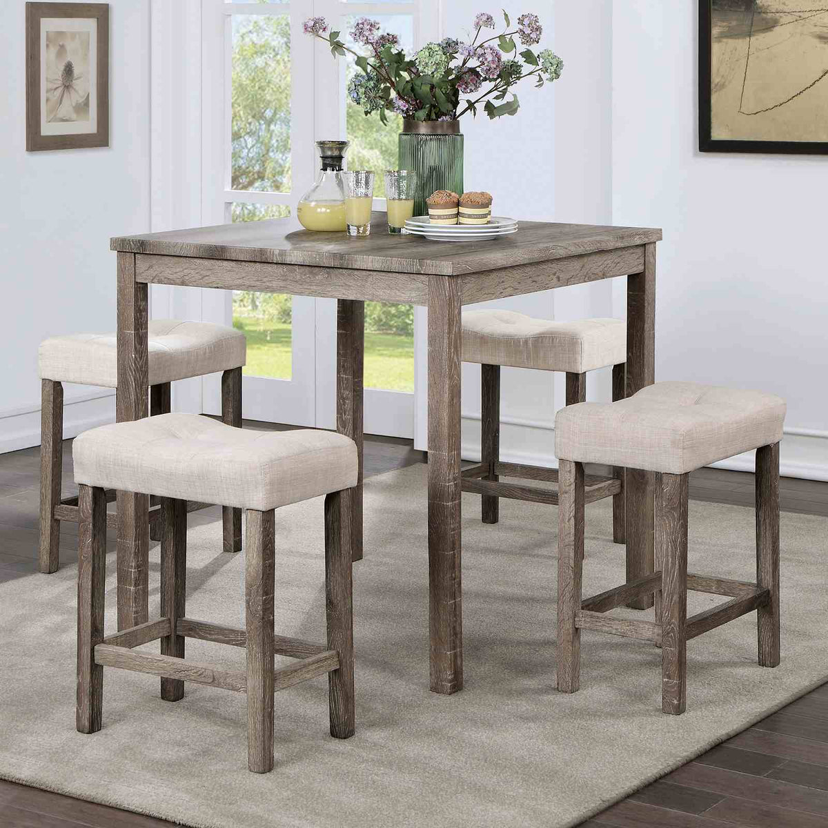 Torreon Farmhouse 5-Piece Counter Height Dining Set