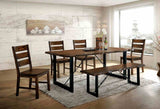 Dulce Industrial 71" Dining Table, Slat Back Chairs & Natural-Edge Bench - Dining Table (71")