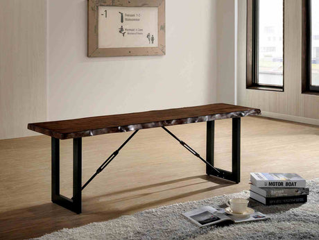 Dulce Industrial 71" Dining Table, Slat Back Chairs & Natural-Edge Bench - Natural-Edge Bench (54")