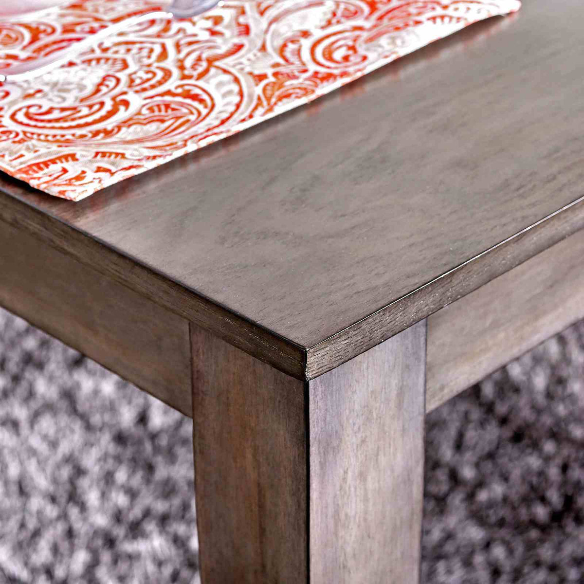 Taylah Transitional 7-Piece Dining Set - 60" Table & Padded Slat Back Chairs in Weathered Gray – Gray & Beige, view 2