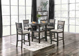 Milly Transitional 5-Piece Counter Height Dining Set - Round Table with Shelves & Padded Chairs in Gray – Gray, view 2