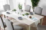 Daniella Transitional Extendable Dining Collection - Fluted Legs & Nailhead Parsons Chairs in Antique White & Gray – White & Gray, view 2