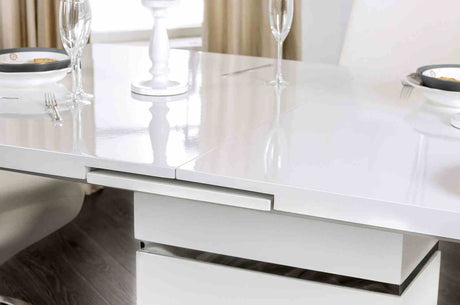 Midvale Contemporary 78" Extendable Dining Table & Chairs - Butterfly Leaf & Z-Base Leatherette Chairs – White & Black, view 3