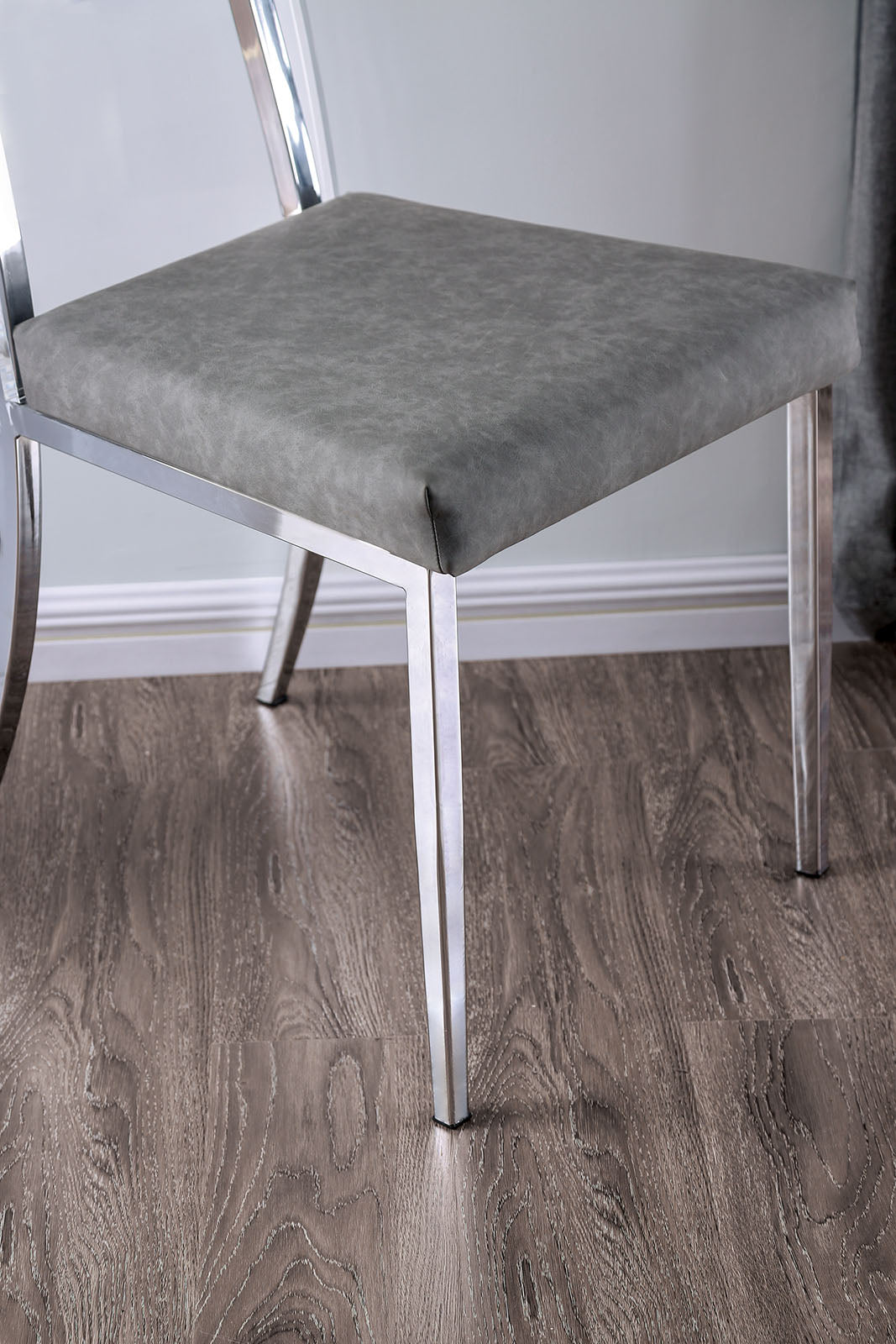 Casper Contemporary 72" Glass Top Dining Table & Sets - Clear Acrylic Legs with Chrome Metal Frame – Silver & Black, view 4
