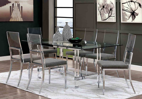Casper Contemporary 72" Glass Top Dining Table & Sets - Dining Table Only