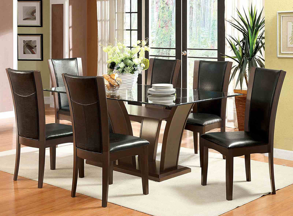 Manhattan Contemporary 72" Glass Top Dining Table & Set - Table Only