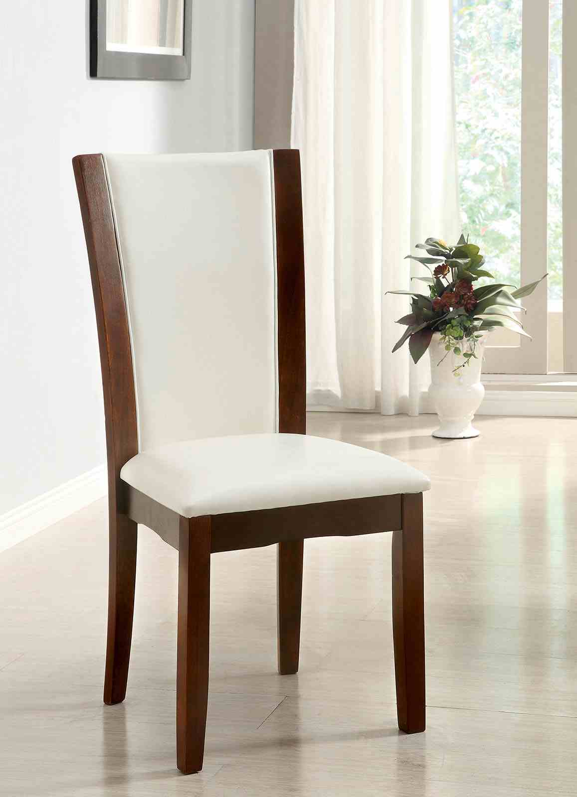 Manhattan Contemporary 72" Glass Top Dining Table & Set - 2 Side Chairs (White)