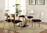 Nova Contemporary 60" Glass Top Dining Table & Set - 7pcs- Table + 6 Side Chairs