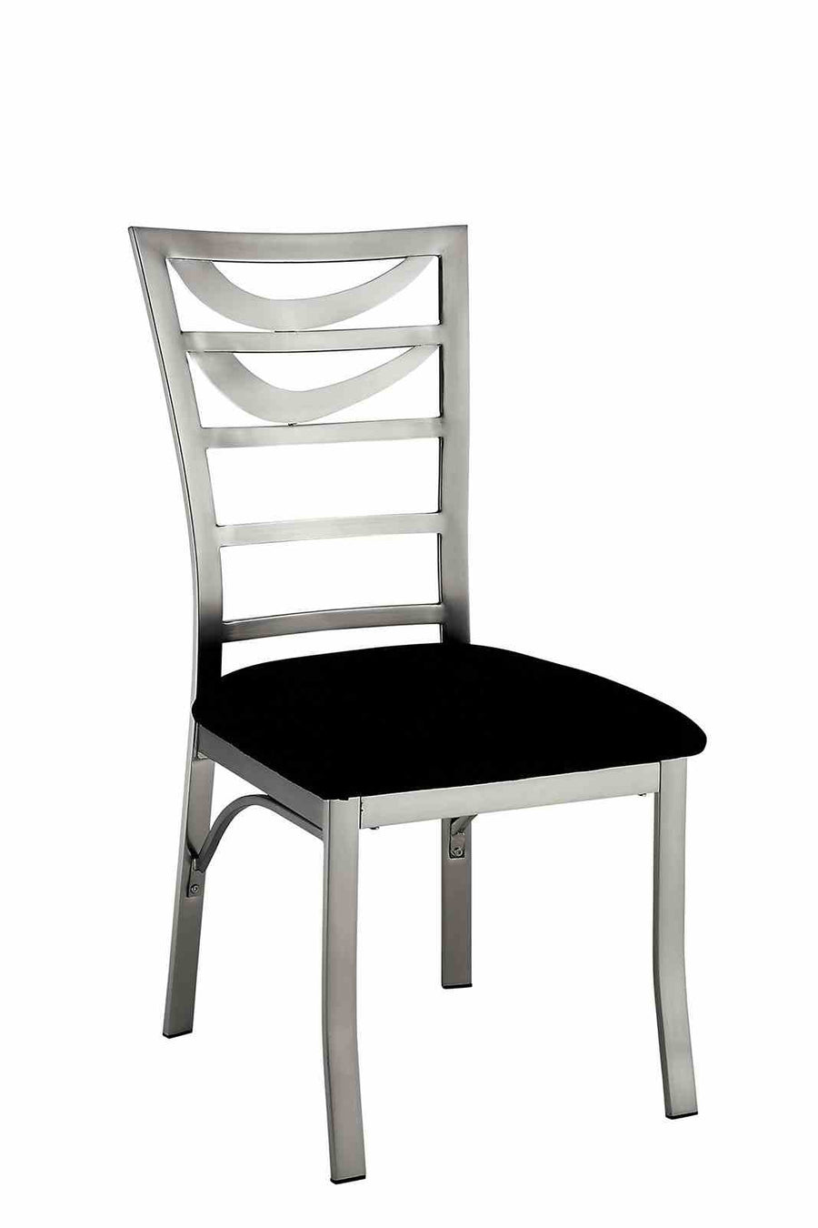 Roxo Contemporary Ladder Back Side Chairs, Set of 2 - Padded Microfiber Seat & Metal Frame in Silver/Black